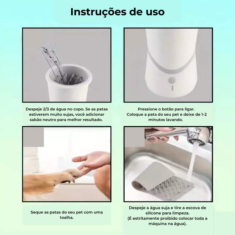 Limpa Patas Auto Clean para Cachorro e Gato Automático